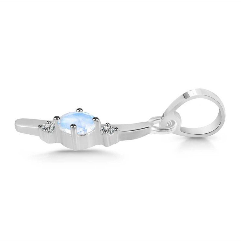 Moonstone & White Topaz Alphabet I Pendant