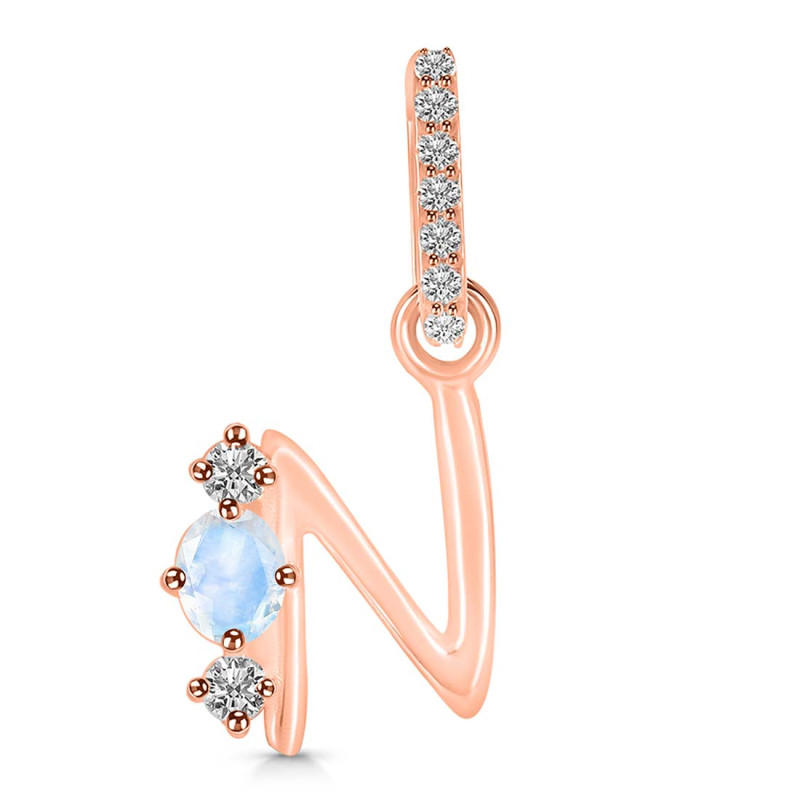 Moonstone & White Topaz Alphabet N Pendant RBM-RDA-92.