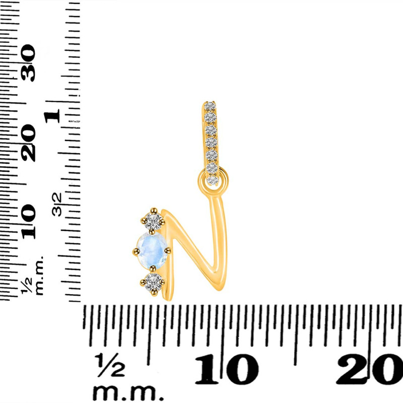 Moonstone & White Topaz Alphabet N Pendant RBM-RDA-92.