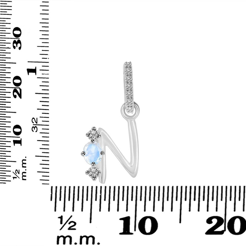 Moonstone & White Topaz Alphabet N Pendant RBM-RDA-92.