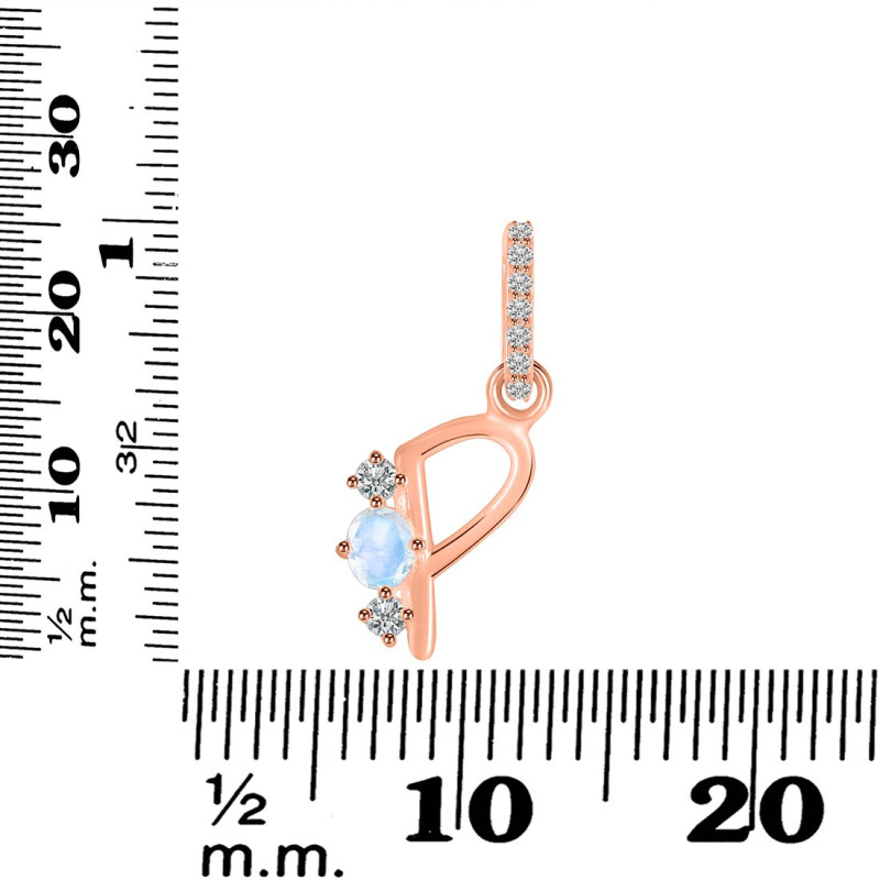 Moonstone & White Topaz Alphabet P Pendant RBM-RDA-94.