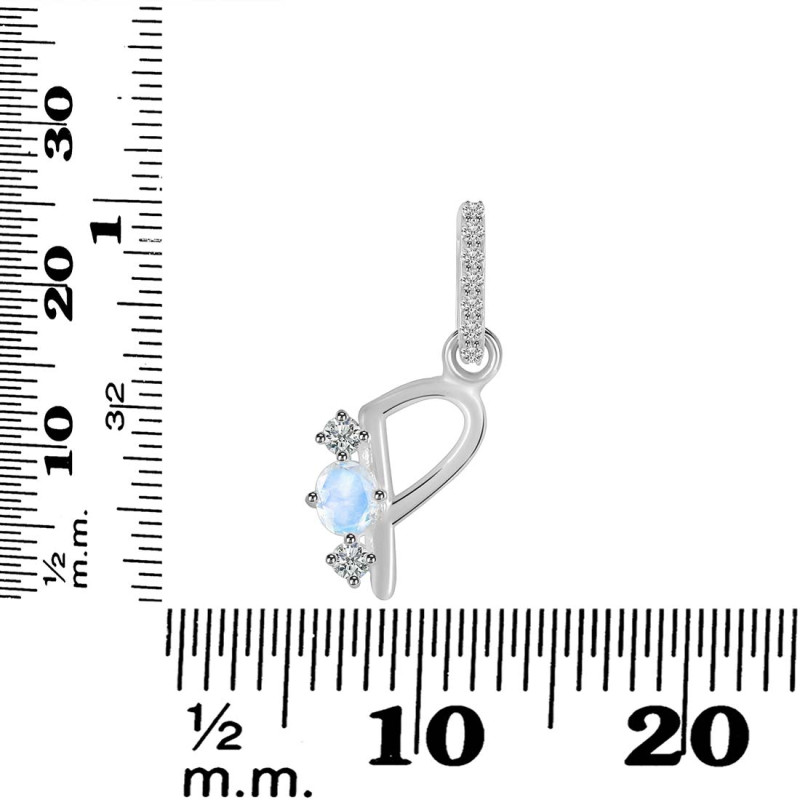 Moonstone & White Topaz Alphabet P Pendant RBM-RDA-94.