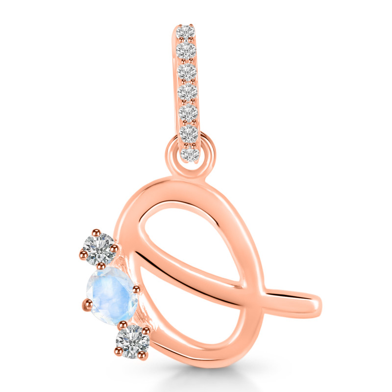 Moonstone & White Topaz Alphabet Q Pendant RBM-RDA-95.