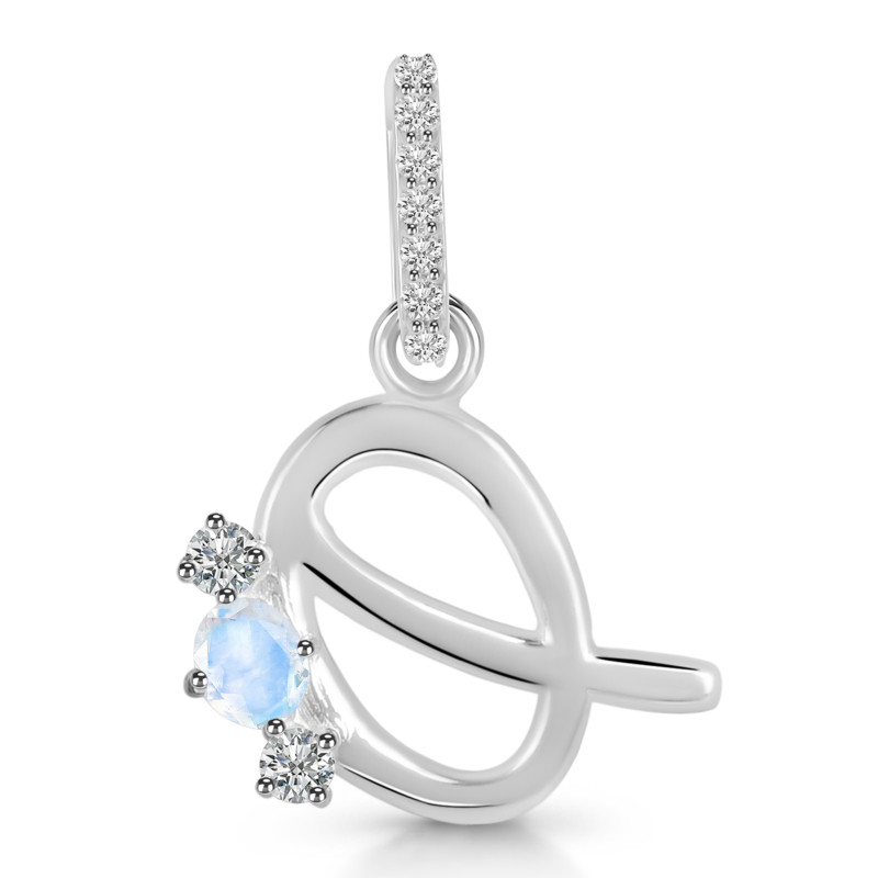 Moonstone & White Topaz Alphabet Q Pendant RBM-RDA-95.