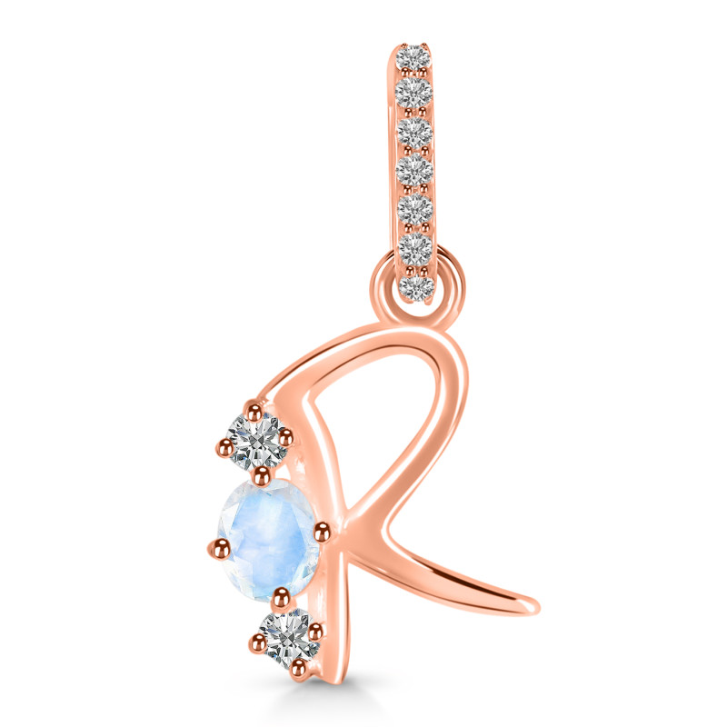 Moonstone & White Topaz Alphabet R Pendant RBM-RDA-96.