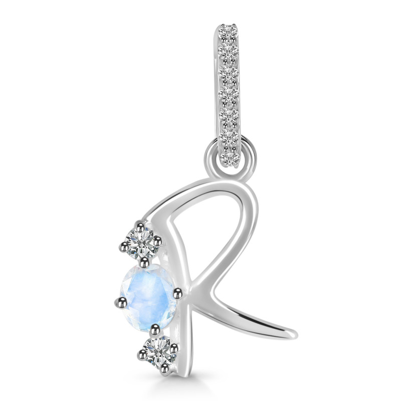 Moonstone & White Topaz Alphabet R Pendant RBM-RDA-96.
