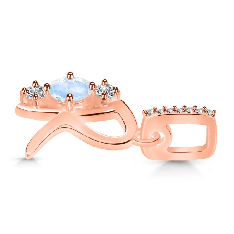 Moonstone & White Topaz Alphabet R Pendant RBM-RDA-96.