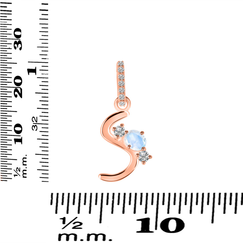 Moonstone & White Topaz Alphabet S Pendant RBM-RDA-97.