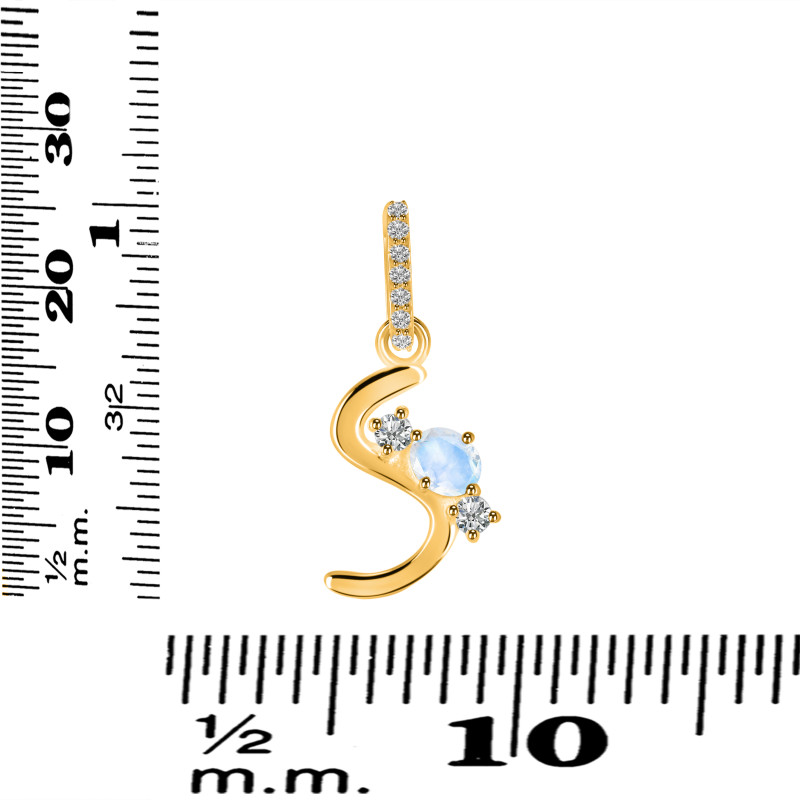 Moonstone & White Topaz Alphabet S Pendant RBM-RDA-97.