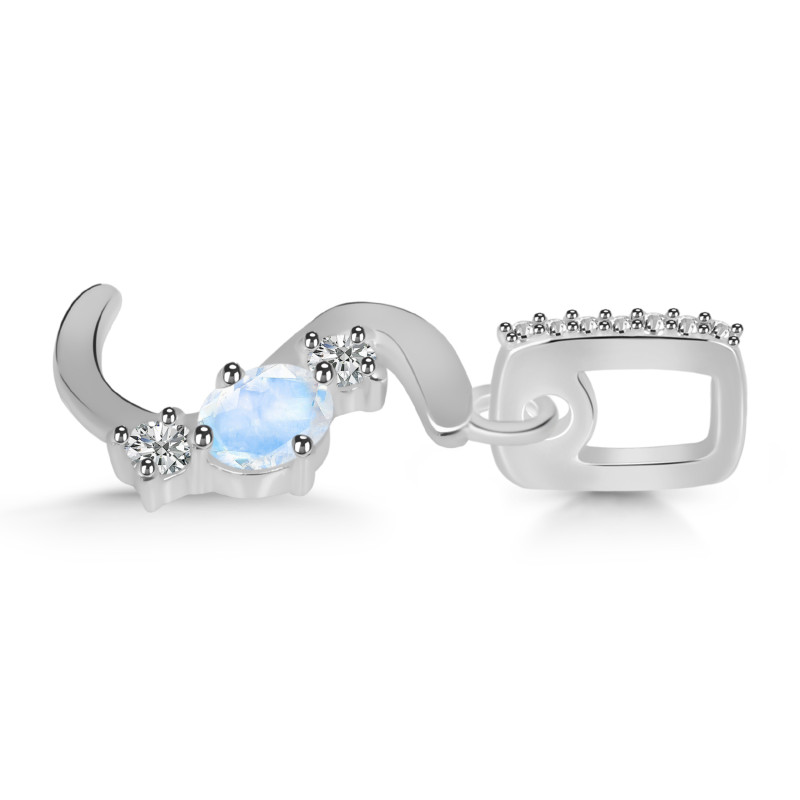 Moonstone & White Topaz Alphabet S Pendant