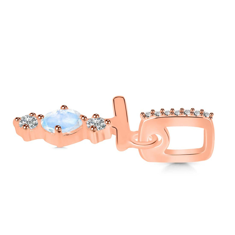 Moonstone & White Topaz Alphabet T Pendant RBM-RDA-98.