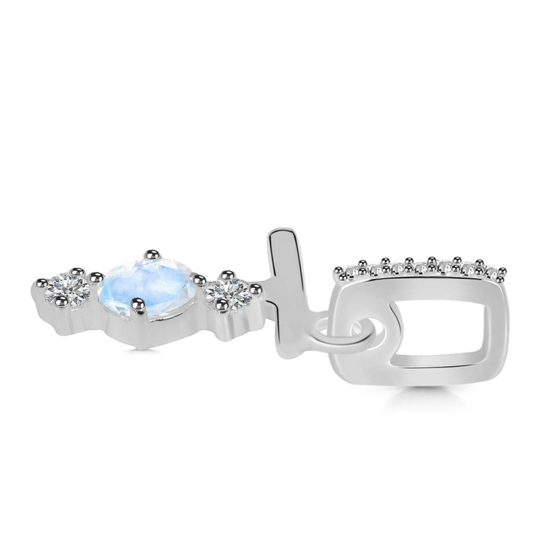 Moonstone & White Topaz Alphabet T Pendant