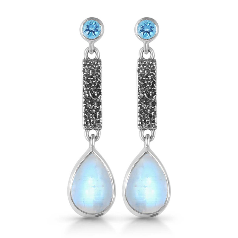 Moonstone & Blue Topaz Earring