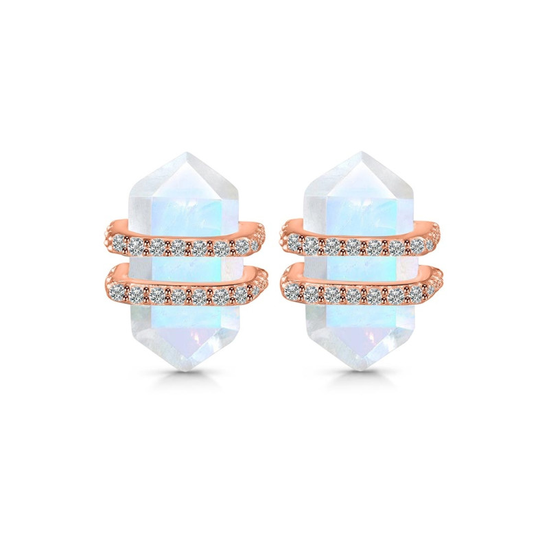 Moonstone & White Topaz Stud Earring RBM-RDE-1139.