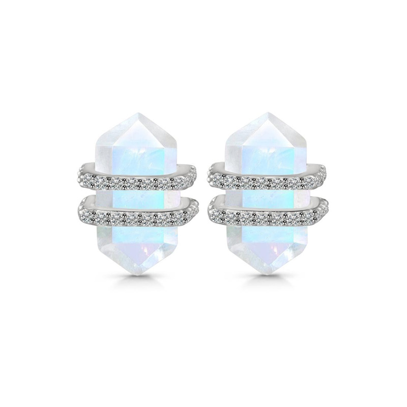 Moonstone & White Topaz Stud Earring RBM-RDE-1139.