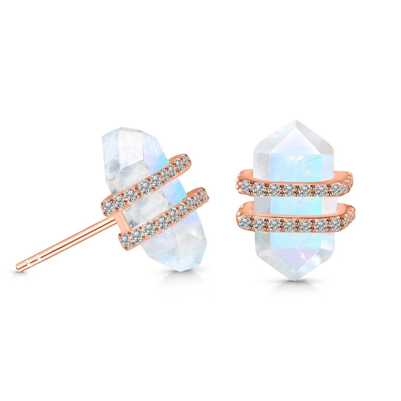Moonstone & White Topaz Stud Earring RBM-RDE-1139.
