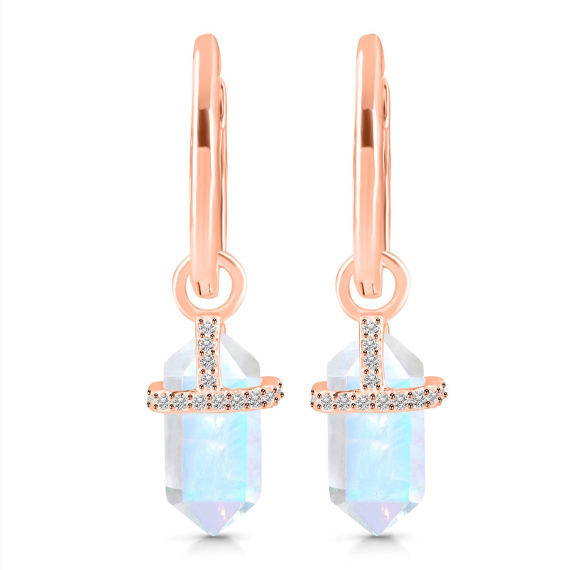 Moonstone & White Topaz Hoop Earring RBM-RDE-1197.
