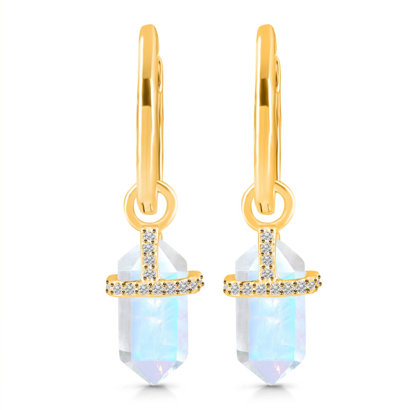 Moonstone & White Topaz Hoop Earring RBM-RDE-1197.