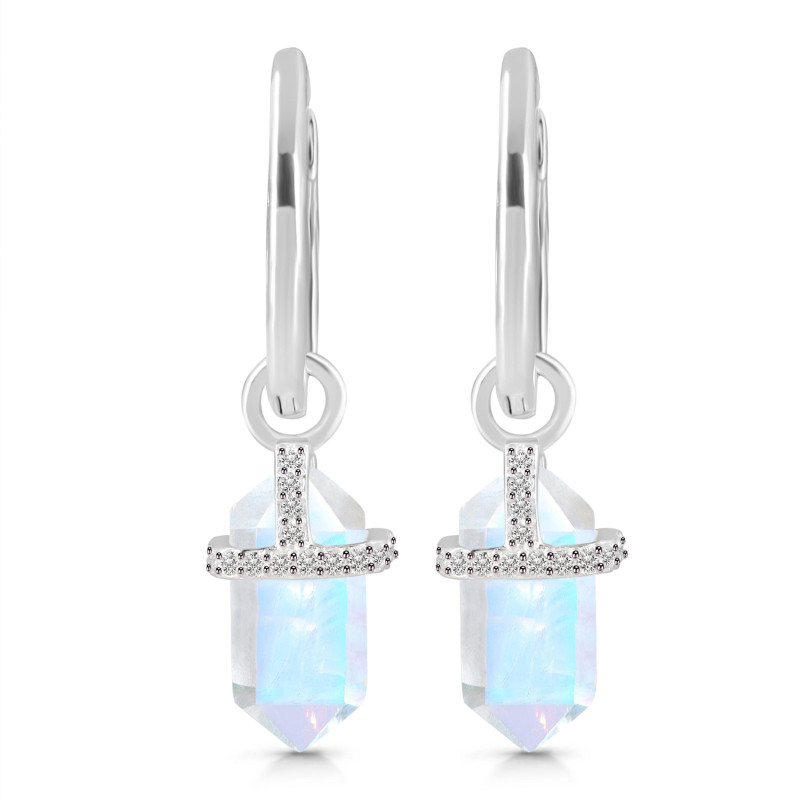 Moonstone & White Topaz Hoop Earring RBM-RDE-1197.