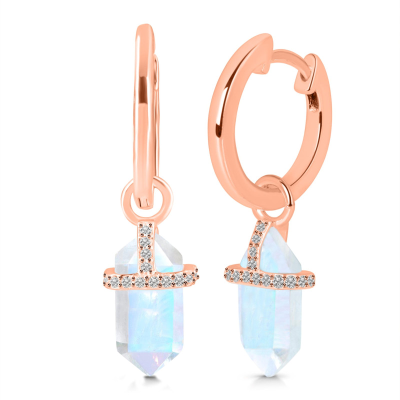 Moonstone & White Topaz Hoop Earring RBM-RDE-1197.