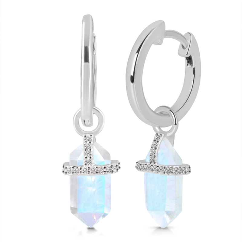 Moonstone & White Topaz Hoop Earring