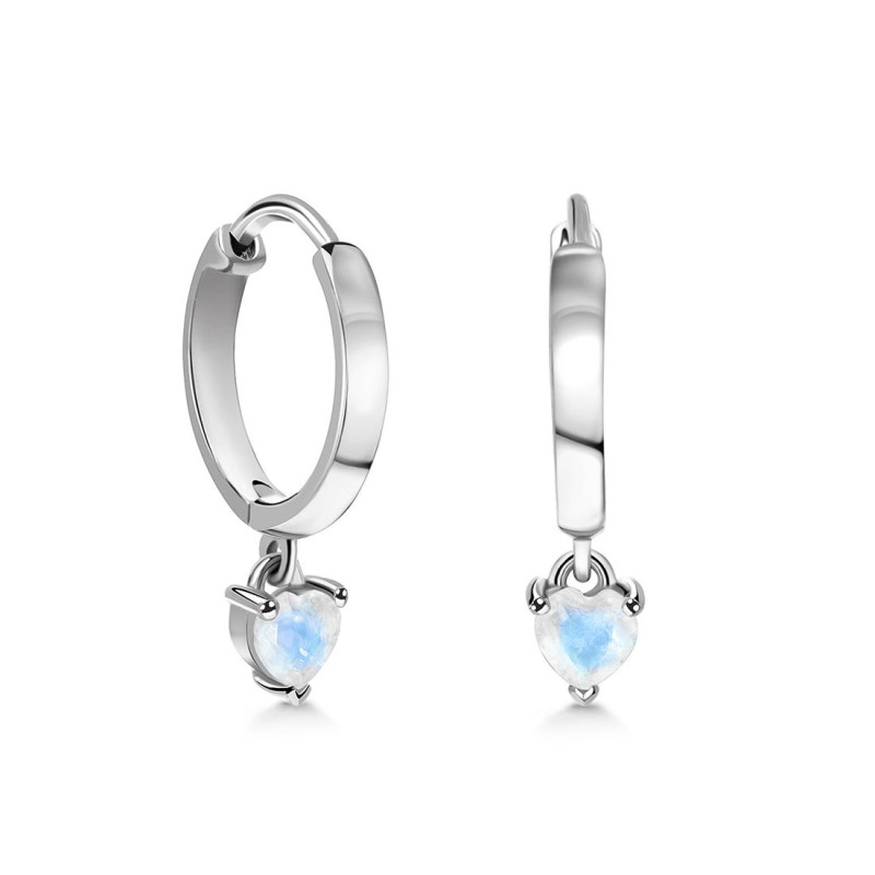 Moonstone Heart Hoop Earring