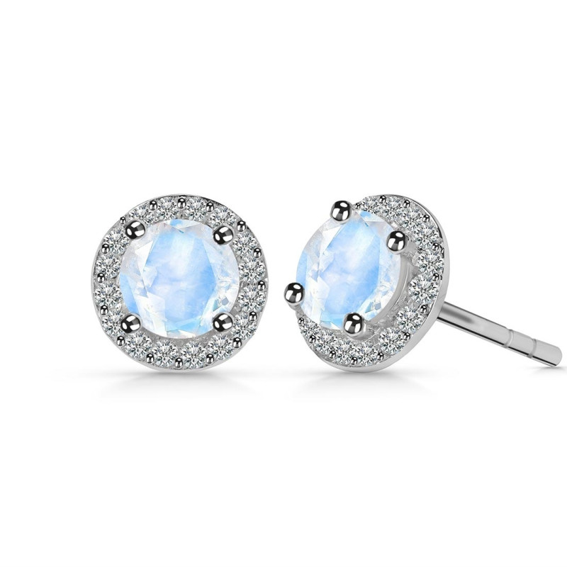 Moonstone & White Topaz Stud Earring
