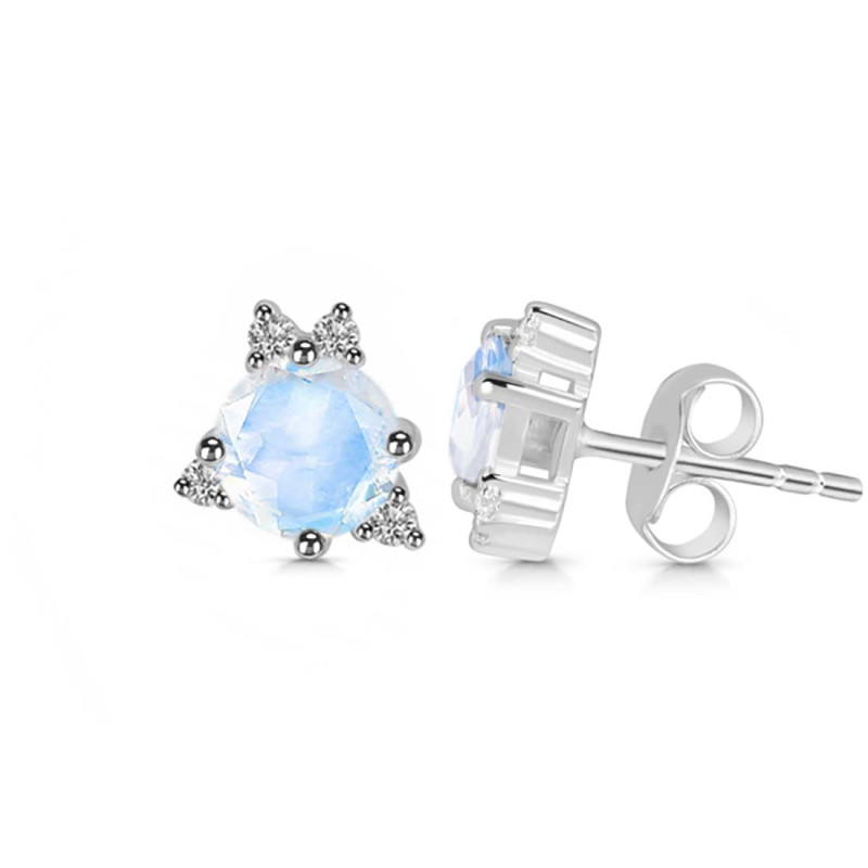Moonstone & White Topaz Stud Earring