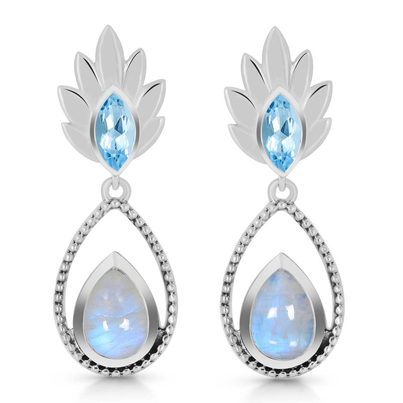 Moonstone & Blue Topaz Earring RBM-RDE-57.