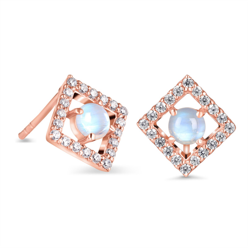 Moonstone & White Topaz Stud Earring RBM-RDE-847.