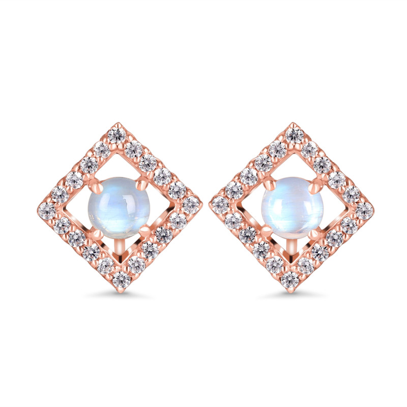 Moonstone & White Topaz Stud Earring RBM-RDE-847.