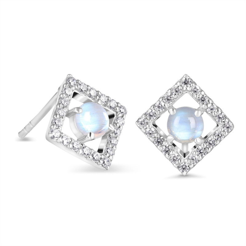 Moonstone & White Topaz Stud Earring