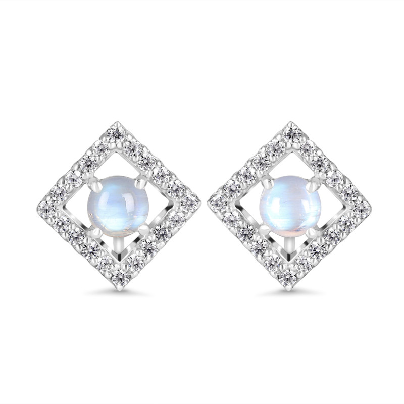 Moonstone & White Topaz Stud Earring RBM-RDE-847.