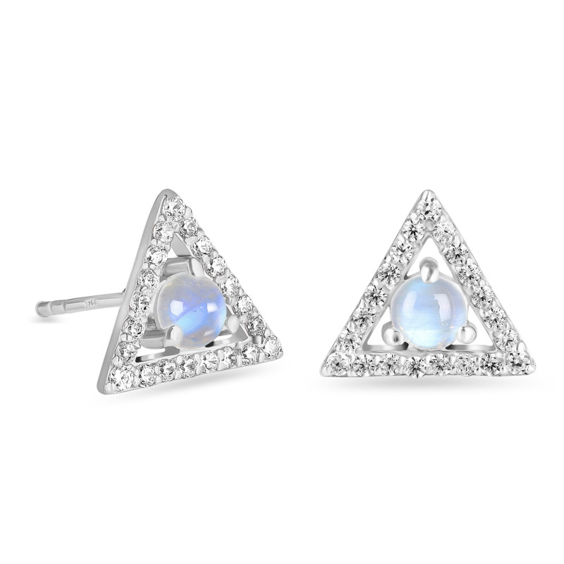 Moonstone & White Topaz Stud Earring