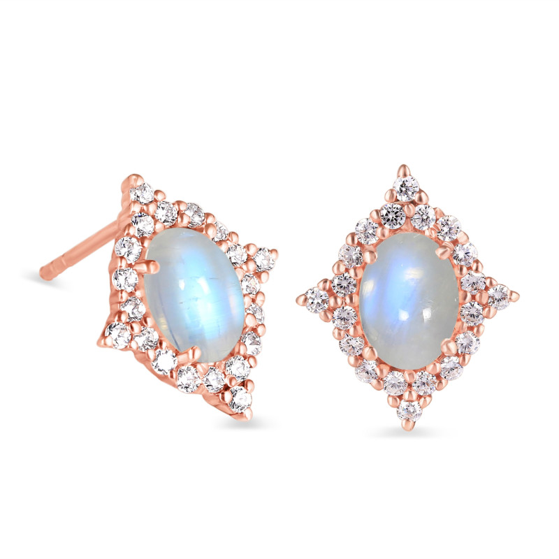 Moonstone & White Topaz Stud Earring RBM-RDE-849.