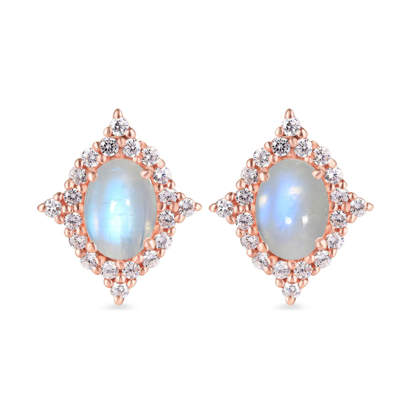 Moonstone & White Topaz Stud Earring RBM-RDE-849.