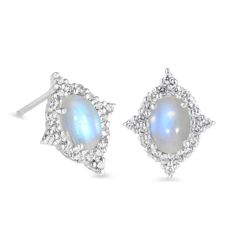 Moonstone & White Topaz Stud Earring