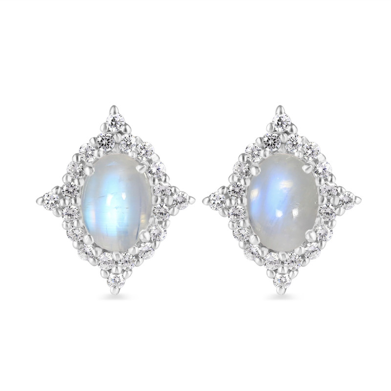 Moonstone & White Topaz Stud Earring RBM-RDE-849.