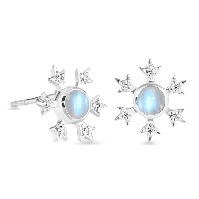 Moonstone & White Topaz Stud Earring