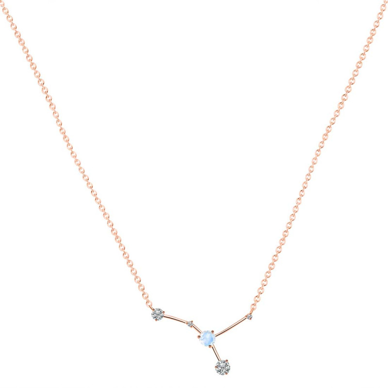 cancer Zodiac Star Constellation Moonstone & White Topaz Necklace RBM-RDN-486.