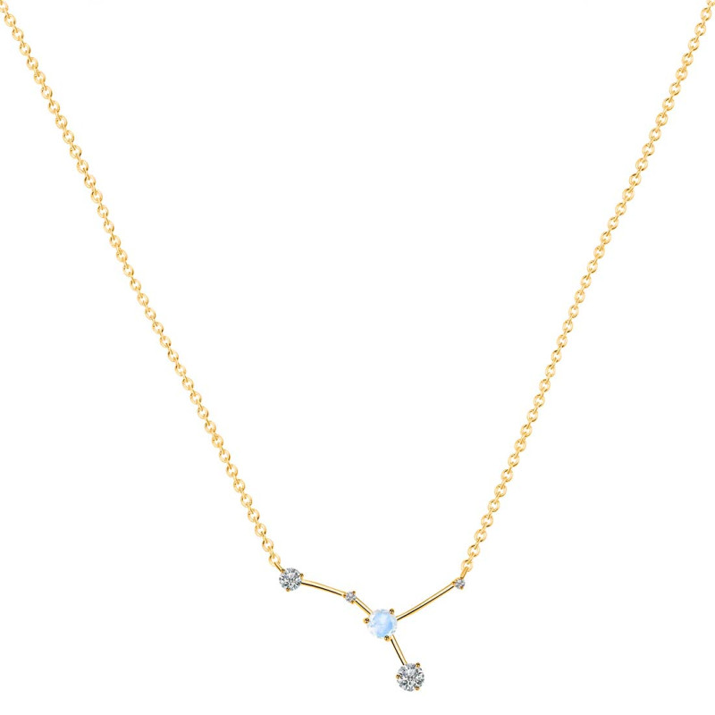 cancer Zodiac Star Constellation Moonstone & White Topaz Necklace RBM-RDN-486.