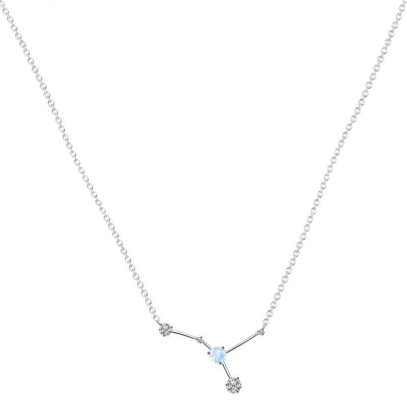 cancer Zodiac Star Constellation Moonstone & White Topaz Necklace RBM-RDN-486.
