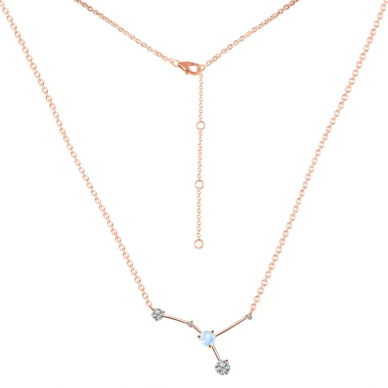 cancer Zodiac Star Constellation Moonstone & White Topaz Necklace RBM-RDN-486.