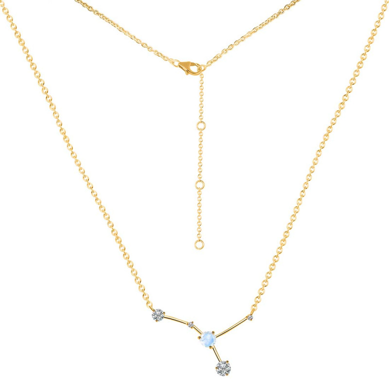 cancer Zodiac Star Constellation Moonstone & White Topaz Necklace RBM-RDN-486.