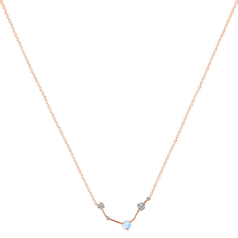 Aries Zodiac Star Constellation Moonstone & White Topaz Necklace RBM-RDN-488.
