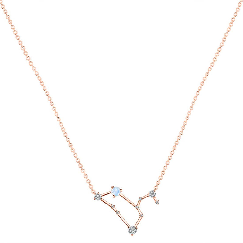 Leo Zodiac Star Constellation Moonstone & White Topaz Necklace RBM-RDN-493.
