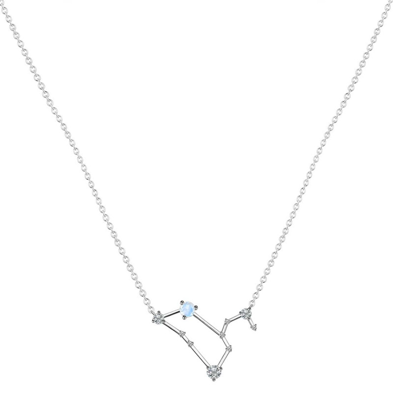 Leo Zodiac Star Constellation Moonstone & White Topaz Necklace RBM-RDN-493.