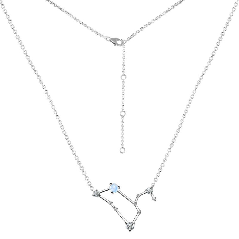 Leo Zodiac Star Constellation Moonstone & White Topaz Necklace