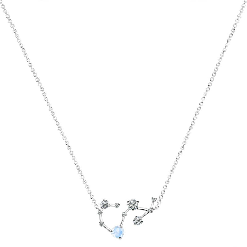 Scorpio Zodiac Star Constellation Moonstone & White Topaz Necklace RBM-RDN-495.