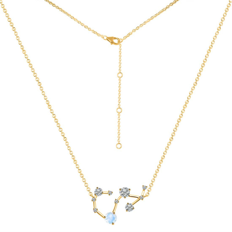 Scorpio Zodiac Star Constellation Moonstone & White Topaz Necklace RBM-RDN-495.